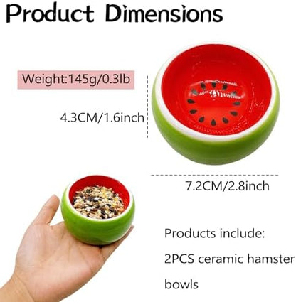 Hamiledyi Hamster Bowl 2 Pack Ceramic Gerbil Food Dish Feeding Bowls for Dwarf Syrian Hamsters Mice Rats Mouse Sugar Glider
