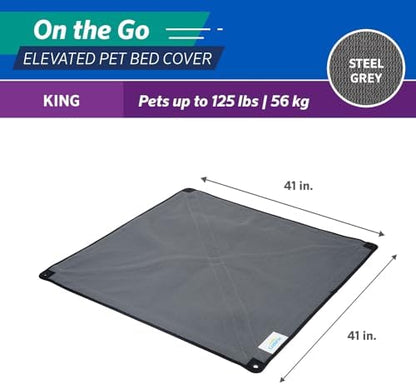 Coolaroo On The Go Cooling Elevated Dog Bed Replacement Cover, Portable for Travel & Camping, Collapsible for Storage, King, Steel Grey