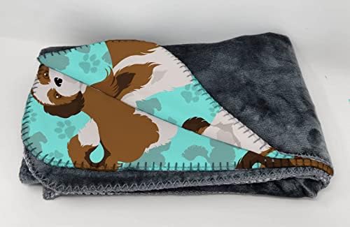 Caroline's Treasures MLM1031TBLT Shih Tzu Soft Travel Blanket with Bag Airplane Blanket, Indoor Outdoor Camping Blanket for Traveling, Picnics, Beach Trips, Concerts