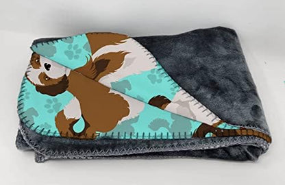 Caroline's Treasures MLM1031TBLT Shih Tzu Soft Travel Blanket with Bag Airplane Blanket, Indoor Outdoor Camping Blanket for Traveling, Picnics, Beach Trips, Concerts