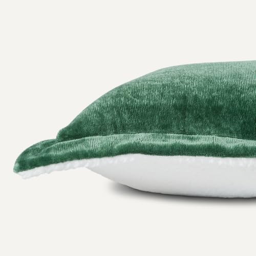Amazon Basics Reversible Sherpa Comforter Set with Pillow Sham, Down Alternative, Queen/Full, Green, Machine Washable