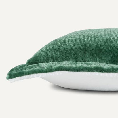 Amazon Basics Reversible Sherpa Comforter Set with Pillow Sham, Down Alternative, Queen/Full, Green, Machine Washable