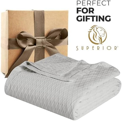 Superior Cotton Blanket, Lightweight, Breathable Bedding, King, Platinum