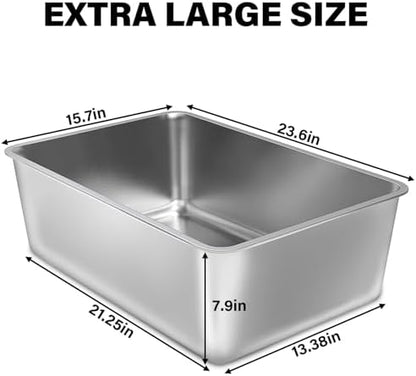 Stainless Steel Cat Litter Box, XXL Metal Litter Boxes 2 Pack