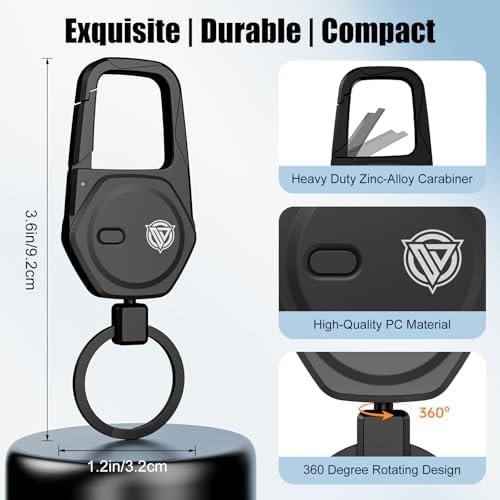Oaridey Keychain, Works with Apple Find My, Carabiner Car Key Chain with GPS Tracker, Heavy Duty Key Finder for Luggage, Bags, Anti-Lost Key Tracker with 2-Year Battery Life, Black 2pcs