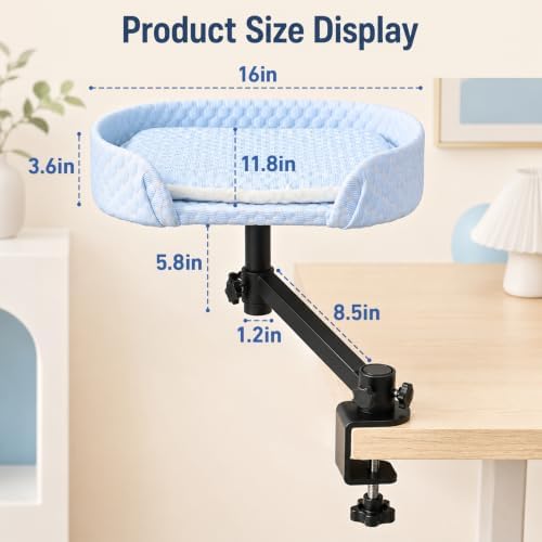 Desk Bed for Indoor Cats, Adjustable Clamp-On Bed with 40 lbs Weight