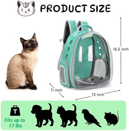 Cat Backpack Carrier Bubble Carrying Bag (Green)
