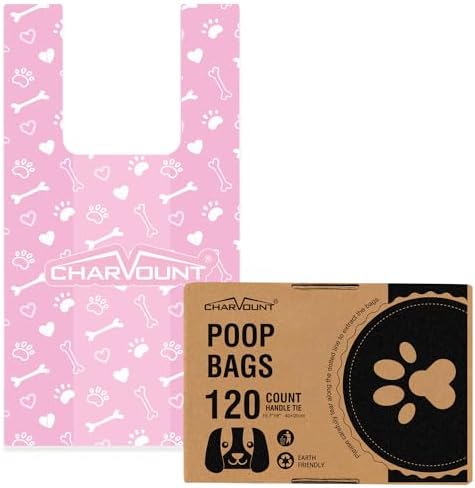 Charmount 120 Counts Unscented Dog Poop Bags Rolls with Handles