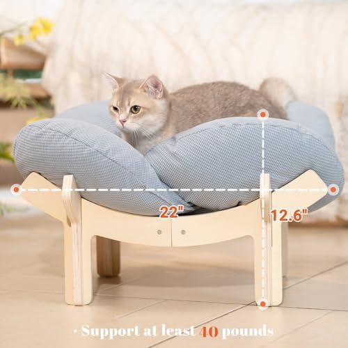 CHEERHOME PETS Elevated Cat Bed for Indoor Cats Couch Sofa Flower