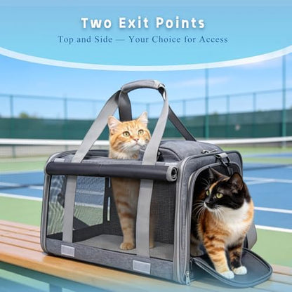 Pet Carrier for Medium-Small Cats, Collapsible Cat Carrier and Soft-Sided Pet Carrier for Cats and Small Dog Up to 17lbs, Stress-Free Travel with Privacy Cover, Travel Bag L18.9”X11.42”X11.42”