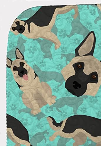 Caroline's Treasures MLM1051LQB Black and Silver German Shepherd Quilted Blanket 50x60 Artwork Pattern Quilted Throw Blanket for Bed, Couch, Sofa, Soft and Lightweight
