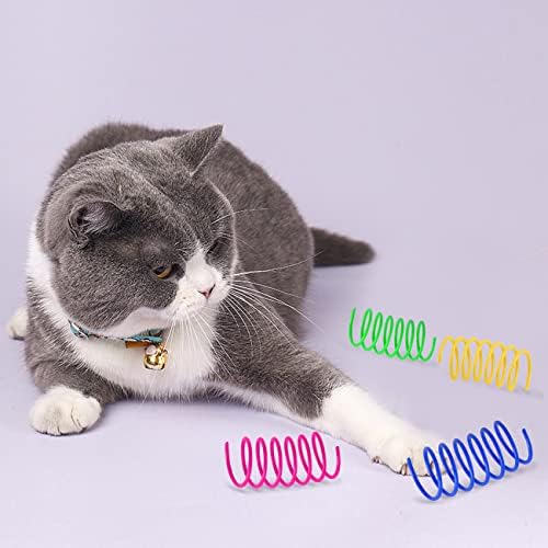 80 Pack 8 Colors Cat Spring Toys for Indoor Cats, Interactive Coil Springs Spiral Plastic Kitten Toys for Swatting, Biting, Hunting