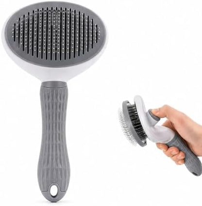 Pet Grooming Deshedding Brush, Self-Cleaning Massaging Brush for Dogs and Cats, Short and Long Hair (Rray)