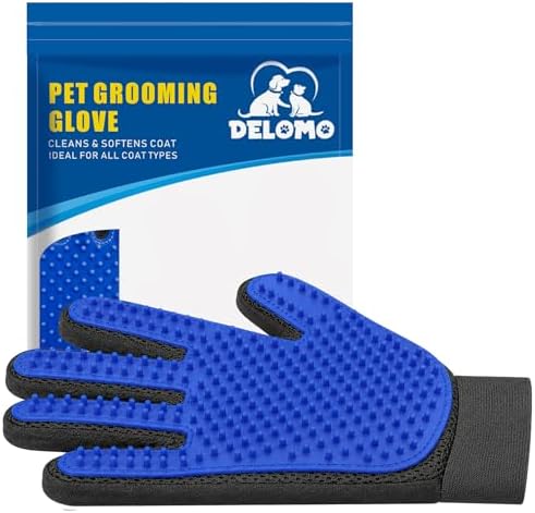 Pet Hair Removal Glove with 255 Silicone Tips for Dogs & Cats, Right Blue