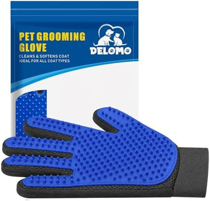 Pet Hair Removal Glove with 255 Silicone Tips for Dogs & Cats, Right Blue