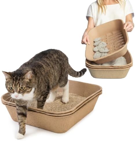 Kitty Sift (Set of 1 Litter Box & 5 Sifting Liners) Disposable Sifting Cat Litter Box Jumbo, 6 Count, Durable and Portable for Travel with Odor Control