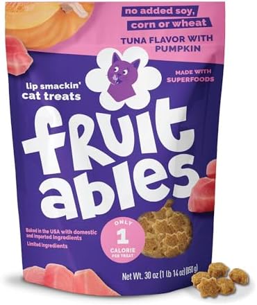 Fruitables Crunchy Cat Treats, Healthy Cat Treats, Tuna & Pumpkin, 30oz