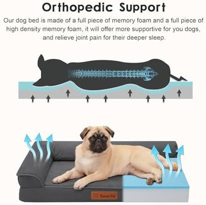 Rainmr Microsuede Dog Bed for Small & Medium Dogs - Orthopedic Dog Bed with Removable Washable Cover, Memory Foam Pet Bed Mat, 30x20 Inches, Dark Grey