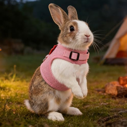 AIITLE Breathable Bunny Harness and Leash Set with Cute Bow, Pink L