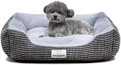 Dog Beds for Medium Large Dogs, Fluffy Cat Beds for Indoor Cats, Calming Pet Bed for Puppy and Kitty, Extra Soft & Machine Washable with Anti-Slip Bottom, Grey, 25inches