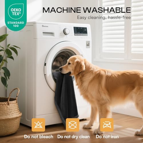 Luciphia Waterproof Bed Blanket Washable,Soft Sherpa Fleece Puppy Reversible Throw Blankets for Small Dog Cat, Furniture Cover Protector Couch Bed from Liquid Pee and Pet Fur, Black, 40" x 28"