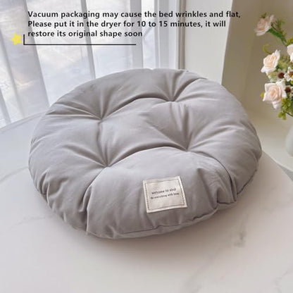 SHENGOCASE 2-Pack 16" Round Soft Cat Kneading Pillow Cushion Bed for Dog House Perch, Pad Padding for Cat Cage Kennel (Grey)