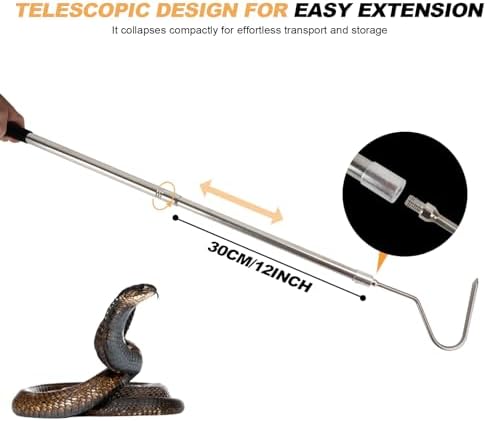 Snake Hook, Stainless Steel Extensible Snake Grabber Tool 33 inch