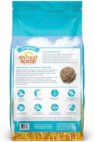 sWheat Scoop Natural Wheat Cat Litter, Original, Fast Clumping with Odor Neutralizing Enzymes, 28 Pound Bag