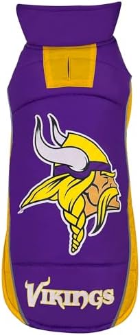 NFL Minnesota Vikings Puffer Vest for Dogs & Cats, Size Medium. Warm, Cozy, and Waterproof Dog Coat, for Small and Large Dogs/Cats. Best NFL Licensed PET Warming Sports Jacket
