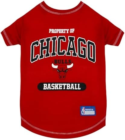 Pets First NBA Licensed Hoodies & T-shirt for Dogs & Cats, Chicago Bulls, Large