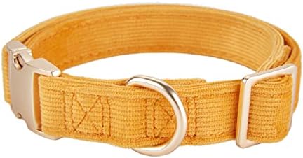Soft Corduroy Fibric Dog Collar with High Grade Metal Buckle, for Large Dogs.(Orange,Large:17-26")