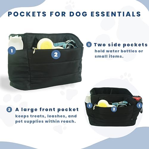 Lightweight Puffy Dog Purse Carrier for Small Dogs, Black
