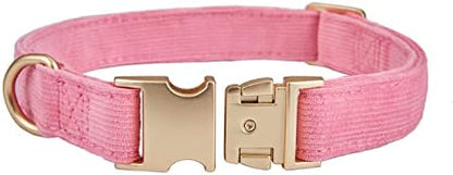 Soft Corduroy Fibric Dog Collar with High Grade Metal Buckle, for Small Dogs.(Pink,Small:10-15")