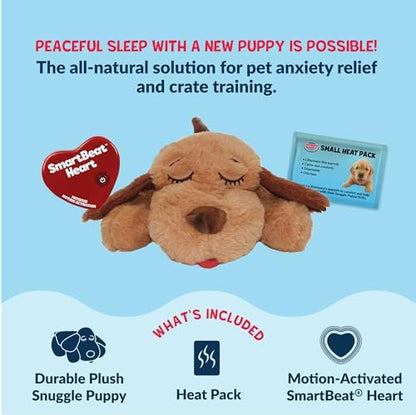 Snuggle Puppy Junior Heartbeat Toy, Calming Comfort, Small Breeds - Biscuit