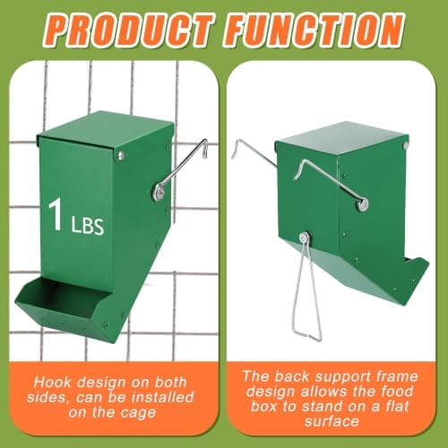 Maxcheck 2 Pcs Rabbit Feeder for Cages, 3.2 Inches, Mesh Bottom, Green