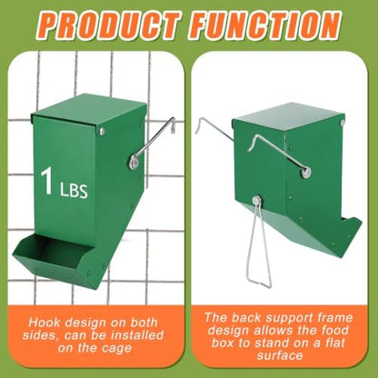 Maxcheck 2 Pcs Rabbit Feeder for Cages, 3.2 Inches, Mesh Bottom, Green