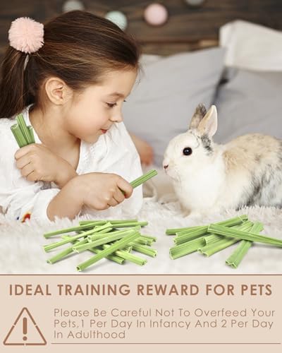 Bissap Rabbit Chew Sticks, Natural Papaya Stems Bunny Chews Treats for Rabbit Hamster Chinchilla Guinea Pig Small Animals Organic Molar Chewing Snack (100 PCS)