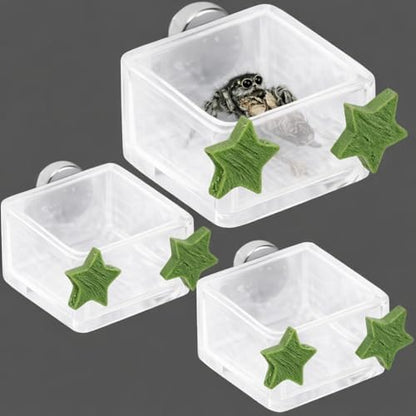 3 Pcs Magnetic Jumping Spider Feeding Dish Jumping Spider Enclosure Accessories Star-Shaped Design Reptile Water Bowl for Other Small Reptiles or Insects