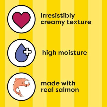 Temptations Creamy Puree Squeezable Lickable Cat Treats, Wet Cat Treats with Salmon, 0.42 oz. Tubes, 4 Count