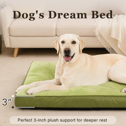 NUPIDA Waterproof Large Dog Bed for Crate with Washable Cover, 35x22, Green