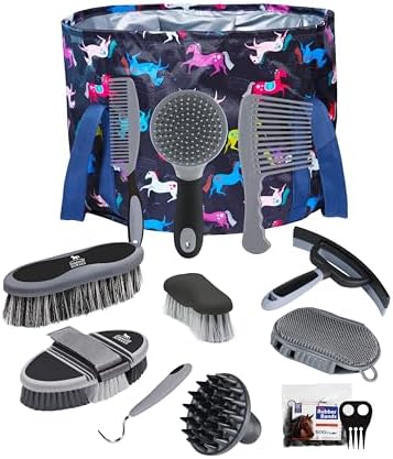 Harrison Howard Horse Grooming Kit, 11-Piece Horse Brush Set with Tote