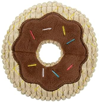 TrustyPup Tough 'N Fun Donut Squeaky Plush Dog Toy, Chew Guard Technology - Tan, Small (71148)