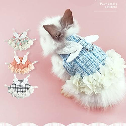 Bunny Rabbit Ferret Harness and Leash Set, Bunny Clothes for Rabbits, Small Animal Guinea Pig Dress Clothes for Kitten Ferret Chihuahua Puppy Mini Dog and Small Animals Harnesses (S, Blue)