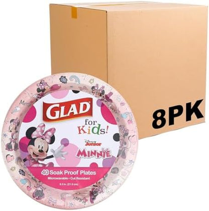Glad for Kids Disney Minnie Mouse Paper Plates, Pink, 8.5 in, 40 Ct, 8-Pk