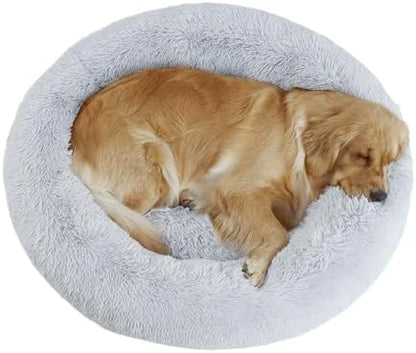 Bunlitent 39 inch Calming Dog Bed, Donut Dog Bed for Large Sized Dog, Grey