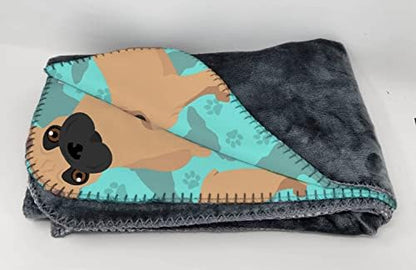 Caroline's Treasures MLM1050TBLT Fawn French Bulldog Soft Travel Blanket with Bag Airplane Blanket, Indoor Outdoor Camping Blanket for Traveling, Picnics, Beach Trips, Concerts