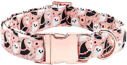 Dog Collars, Halloween Pet Collars Fall Ghost Print Pet Collar Durable Metal Cute Soft Dog Collars Boy Girl Dog Collar Adjustable Collar for X-Small Dogs