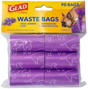 Glad for Pets Scented Dog Waste Bags, Lavender Scent, Purple, 90 Count