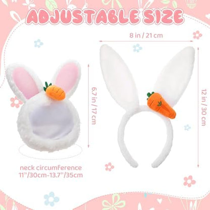 Weewooday 3 Set Dog Bunny Ears Easter Costume, Dog Headband Cat Rabbit Ear Hat Cute Pet Bow Collar Puppy Tail for Pet Easter Party Costume Accessories Supplies(Cute)