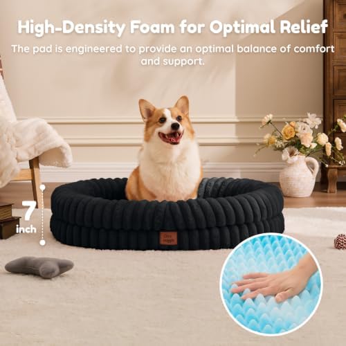 ChiXnuggle Orthopedic Dog Bed, Washable Cover, Faux Fur Bolster Pet Couch